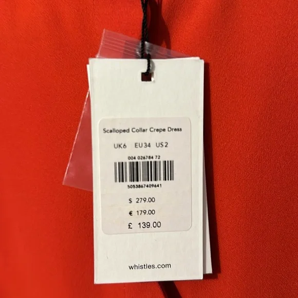 Whistles UK red shift dress- size 2 - Picture 3 of 3